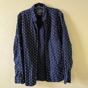 Dark blue, white stars XL mens button up